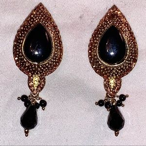 Onyx & Citrine Crystal Drop Earrings Alluring!